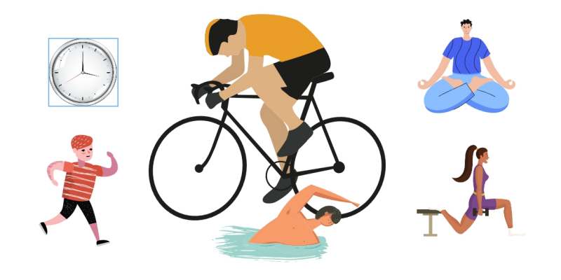 규칙적인 운동 요가 자전거 수영 런지 달리기